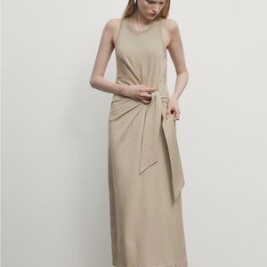 Massimo Dutti Midi Dress With Knot Detail